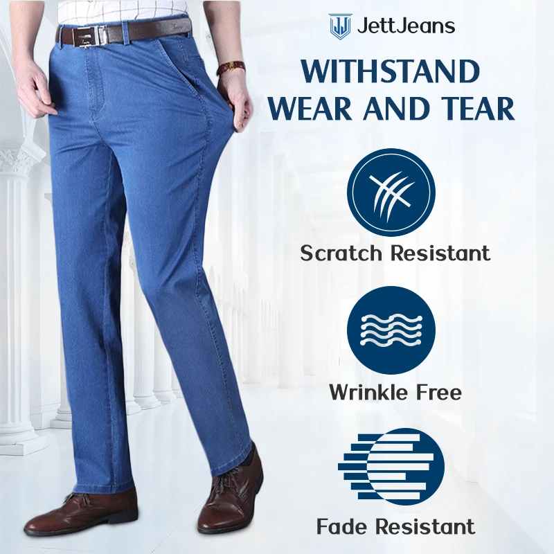 JettJeans - Men's Classic Straight Fit Stretch Jeans
