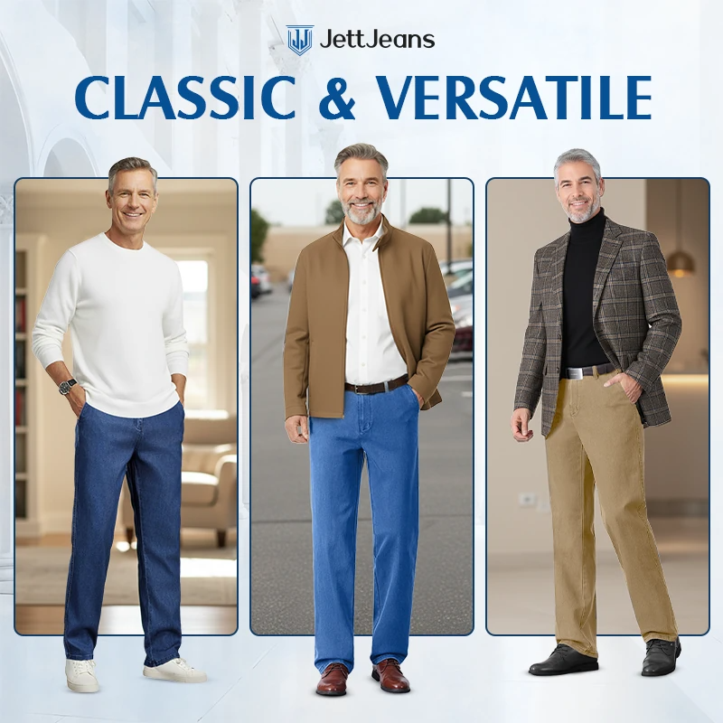 JettJeans - Men's Classic Straight Fit Stretch Jeans